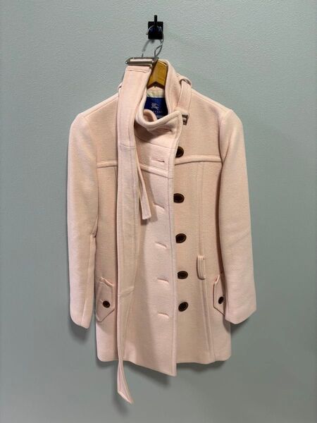 バーバリーブルーレーベル アンゴラブレンド スタンドカラー コート 38 ピンク BURBERRY BLUE LABEL