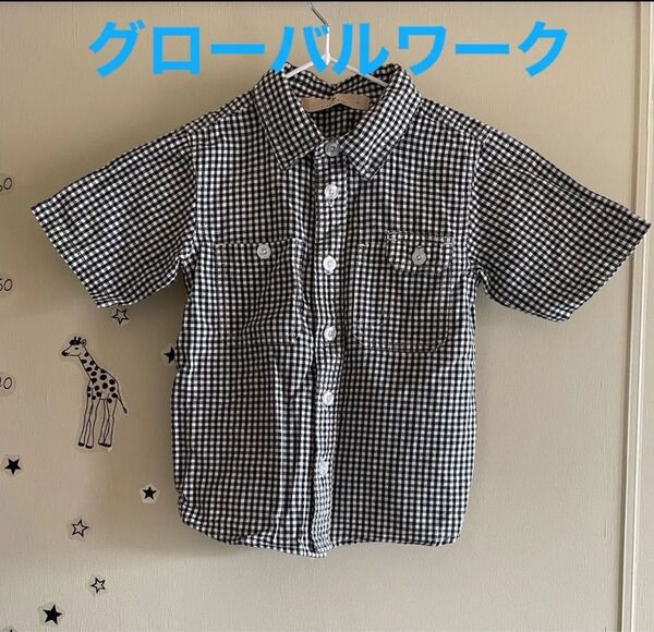 グローバルワーク ギンガムチェックシャツ 110cm 半袖シャツ トップス