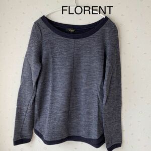  Florent tops knitted cut and sewn long sleeve navy gray 