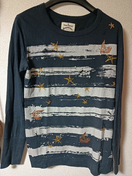 Vivienne Westwood ANGLOMANIA 刺繍ボーダーロングTシャツ