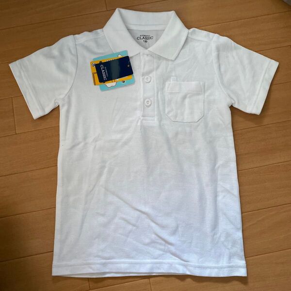 西松屋 エリフィンドール 120 ポロシャツ 半袖 ホワイト 白 トップス 無地 シンプル 制服 カットソー Tシャツ