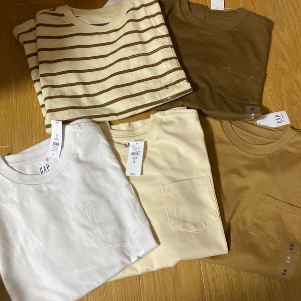 Tシャツ 半袖 トップス カットソー 綿100 コットン 無地 ボーダー ベージュ ナチュラル ブラウン ギャップ gap 130