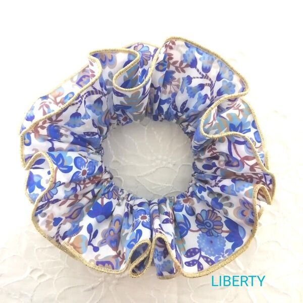 LIBERTY タナローンのひらひらシュシュ フィービーアメリア×ゴールドラメ