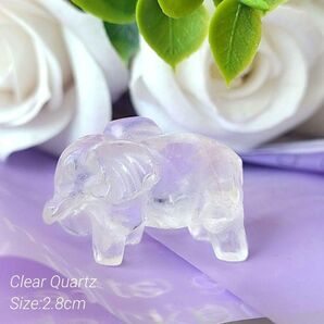 虹入り水晶☆アイリスクリアクォーツ エレファント 象 天然石置物 インテリア ミニチュア 浄化 神様