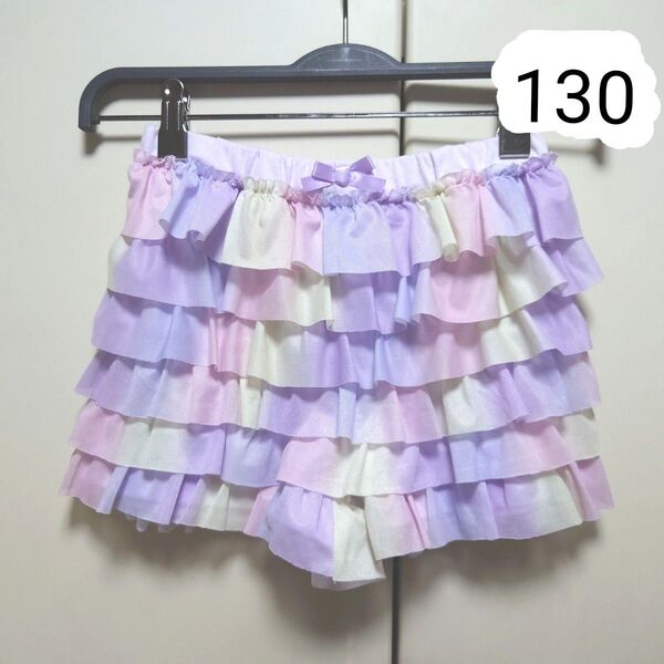 エニィファム フリル天竺ショートパンツ パープル系 130cm