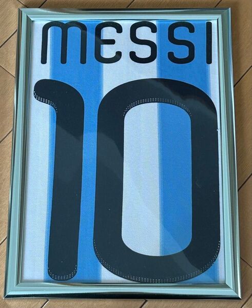 メッシ ユニフォーム No.10 額装 サッカーアートパネル