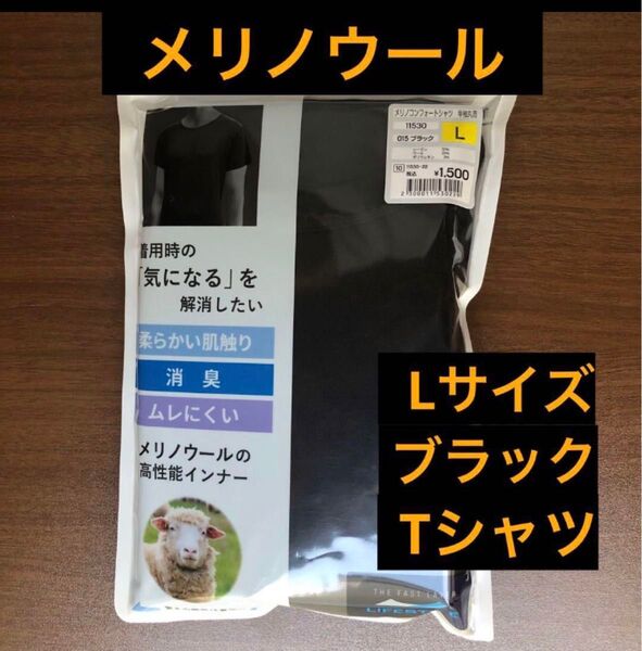 メリノウールTシャツ Lブラック workman ワークマン