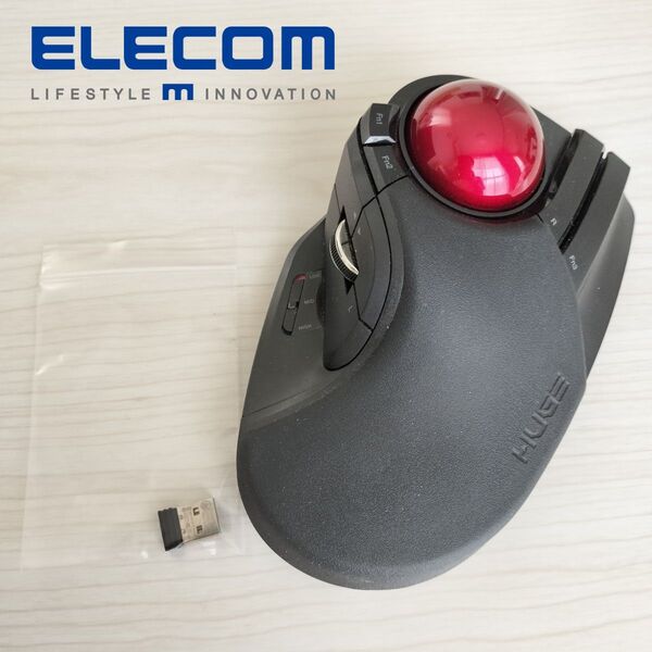 【美品】ELECOM エレコム トラックボールマウス ワイヤレス 大玉 8ボタン チルト機能 ブラック M-HT1DRBK