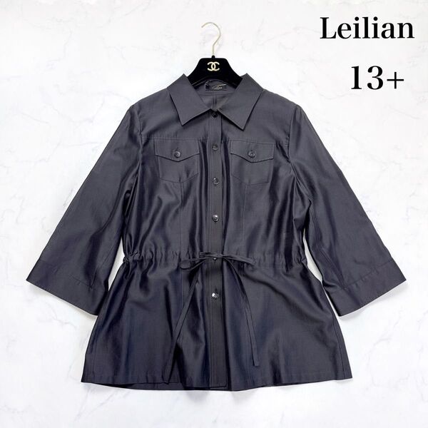 Leilian レリアン 13+ シアー シャツ ブラウス 七分袖