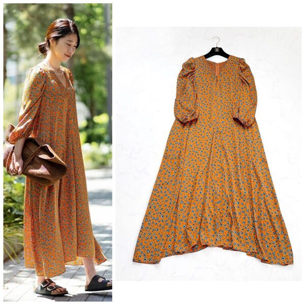 VERMEIL par iena ヴェルメイユパーイエナ フラワープリントVネックワンピース ロング 花柄 マキシ