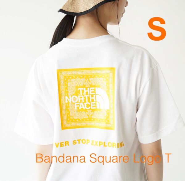 【 S 】ホワイト★ バンダナ スクエア ロゴ Tシャツ★ ノースフェイス