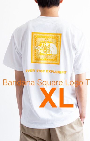 【 XL 】ホワイト★ バンダナ スクエア ロゴ Tシャツ★ ノースフェイス