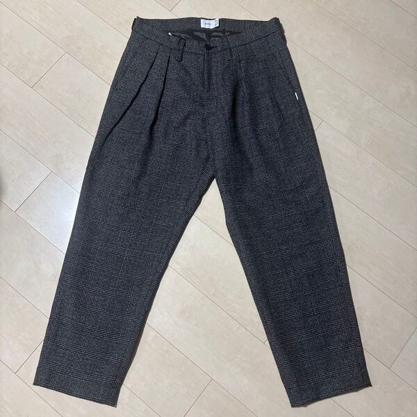 WTAPS スラックスパンツ/3/ウール/GRY/チェック/202TQDT-PTM06/TROUSERS/WOOL/TWEED/