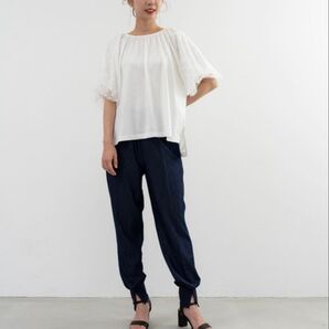 【完売品】アンナルナ 水玉 ティシャツ Tシャツ シースルー ホワイト ANNALUNA カットソー 半袖 ボリューム袖 ぽわん服