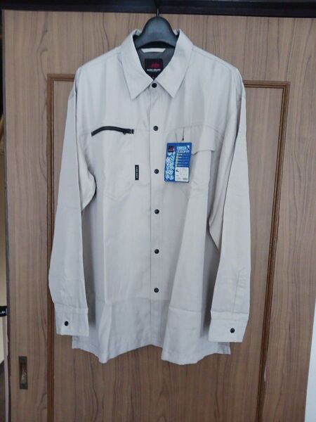 3L 新品未使用 作業着 長袖作業シャツ 作業服 吸汗速乾 冷感長袖シャツ ベージュ (ベージュグレー系)