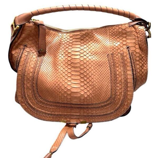 【希少】極美品 Chloe クロエ マーシーパイソン コーラルピンク ハンドバッグ