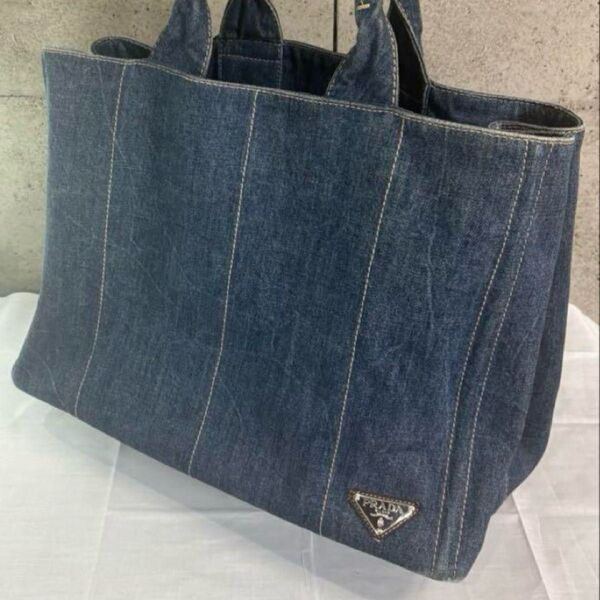 プラダ PRADA トートバッグ カナパ ネイビー デニム レディース