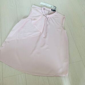 新品 タグ付き ノースリーブ ブラウス トップス カットソー 薄いピンク 白 綺麗系