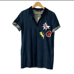 ★ZARA★デニム ワッペン 襟付き ワンピース ポケットあり M 新品未使用