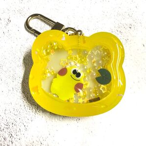 【01】レジン シャカシャカキーホルダー カエル(イエロー)