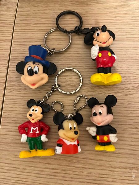 ディズニー ミッキーマウス キーホルダー レトロ ヴィンテージ フィギュア マスコット 5個セット