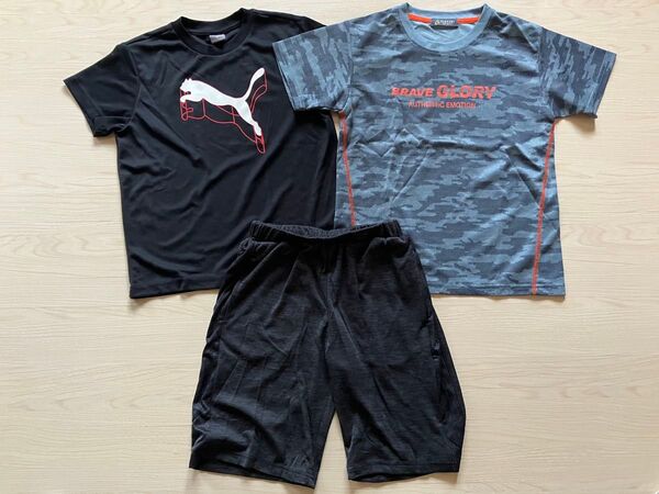 半袖Tシャツ 半ズボン ジャージ スポーツウェア 3点セット 140cm プーマ 短パン 上下 ハーフパンツ