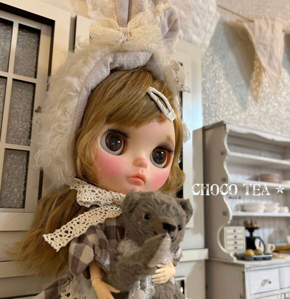 choco tea * カスタムブライス うさ耳帽子の女の子