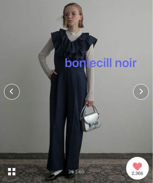 BONLECILL noir ラッフルフリルデザインオールインワン S/M ネイビー