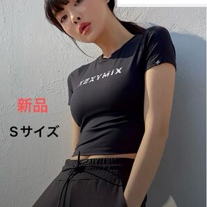 新品 XEXYMIX ゼクシィミックス クロップド Tシャツ ヨガウエア S ブラック
