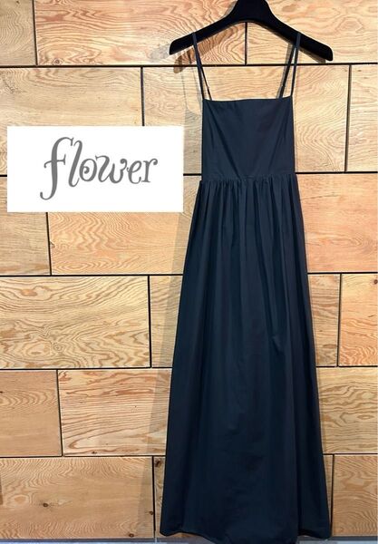 Flower ソラオブトウキョウ シャーリング キャミ ワンピース ブラック