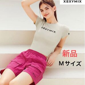 新品 XEXYMIX ゼクシィミックス クロップド Tシャツ ヨガウエア M メロウグレー XA5203T