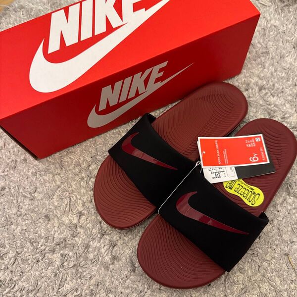 NIKE KAWA SLIDE ナイカワ スライド GS/PS シャワー サンダル 24cm ブラック レッド 新品未使用タグ付き
