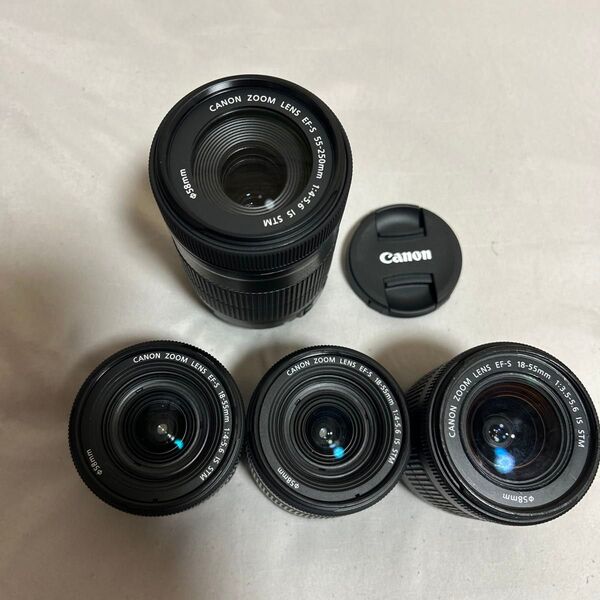 Canon ズームレンズ 4個セット EF-S 18-55mm中古品3個, 55-250mm 新品未使用品1個