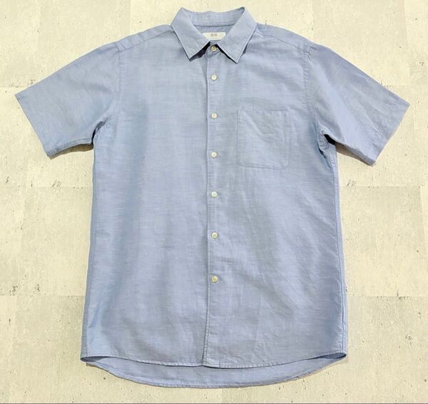 美品 Lサイズ UNIQLO ユニクロ 半袖シャツ 水色