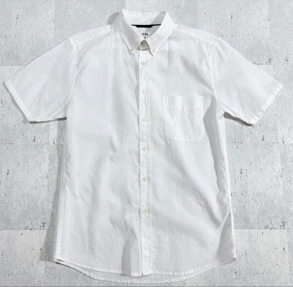 美品 Mサイズ ikka 半袖シャツ 白 ボタンダウン