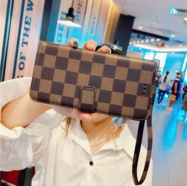 GalaxyS25ultraケース 手帳型 チェック柄 高級感 全面保護 大人気 耐衝撃