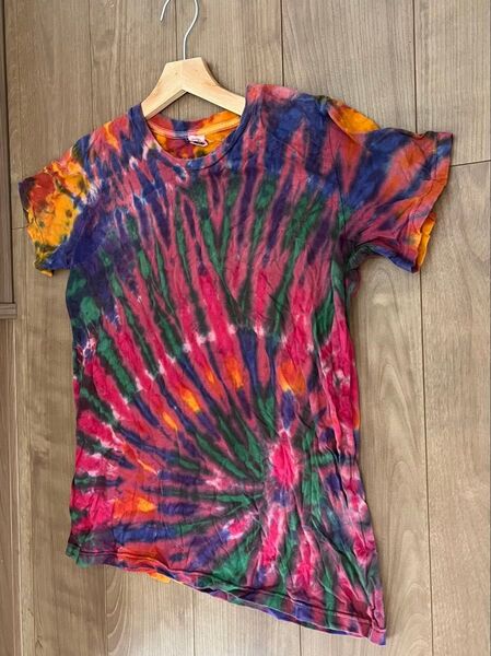 Tシャツ タイダイ アジアン エスニック レディースMぐらい ② 古着 同梱値引きします