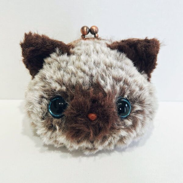 シャム猫 がま口ポーチ 財布 あみぐるみ ハンドメイド ヒマラヤン シャム虎 ねこ
