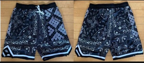 パンツ ペイズリー ペイズリー柄 ショートパンツ ハーフパンツ タイダイ柄 激安 セットアップ ハーパン ショート 黒 ブラック