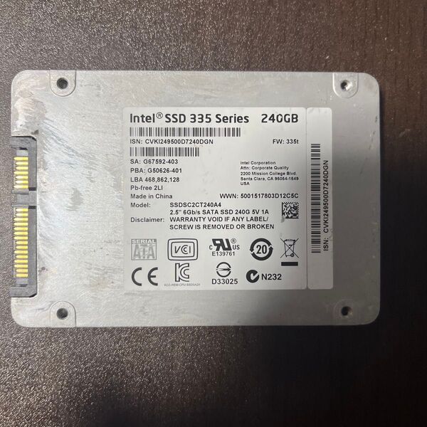 SATA SSD Intel 240GB