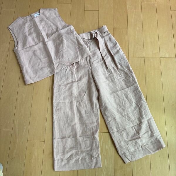 【良品】Mila Owen リネン ノースリーブ セットアップ サイズ0 S