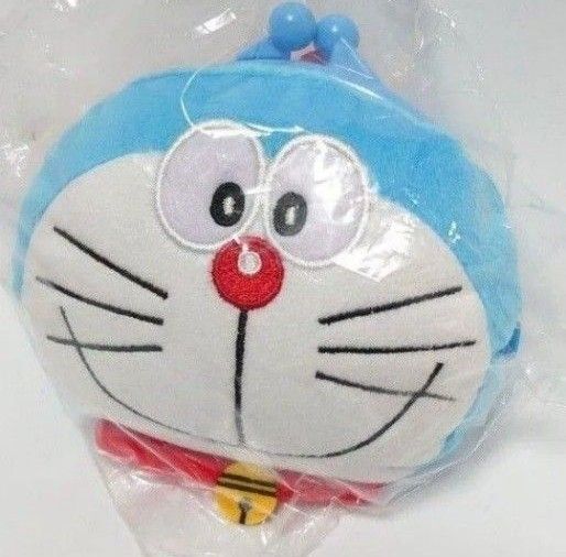 ドラえもん ぬいぐるみ型 がま口 ポーチ 化粧ポーチ 紐付き 小銭入れ 1点 新品 口紅入れ