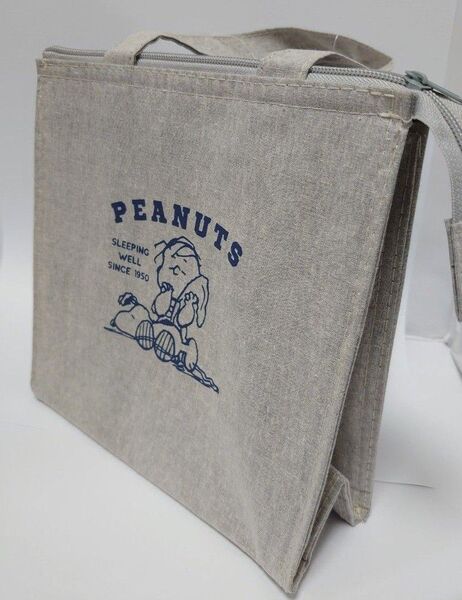 保温 保冷 ランチバッグ マチ広 スヌーピー ライナス 新品 タグ付き Peanuts グレー 1点