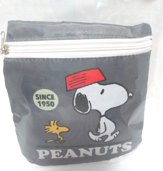 エコバッグ キャラクター スヌーピー 折りたたみ コンパクトバッグ Peanuts 新品 未使用 ダークグレー 1点