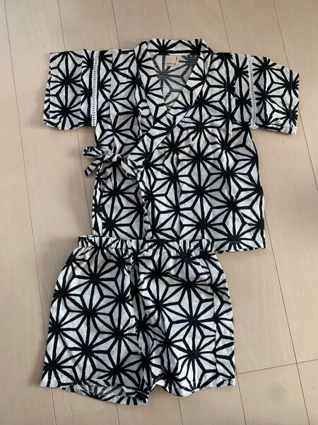 petit mai 甚平 100cm 白黒幾何学模様