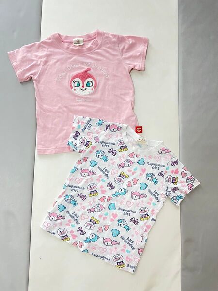 アンパンマン ドキンちゃん コキンちゃん 刺繍 ハート 半袖 Tシャツ トップス 90 セット