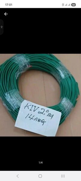 KIV 2.0sq 14AWG 緑色 ア-ス線 25mにカットして出品