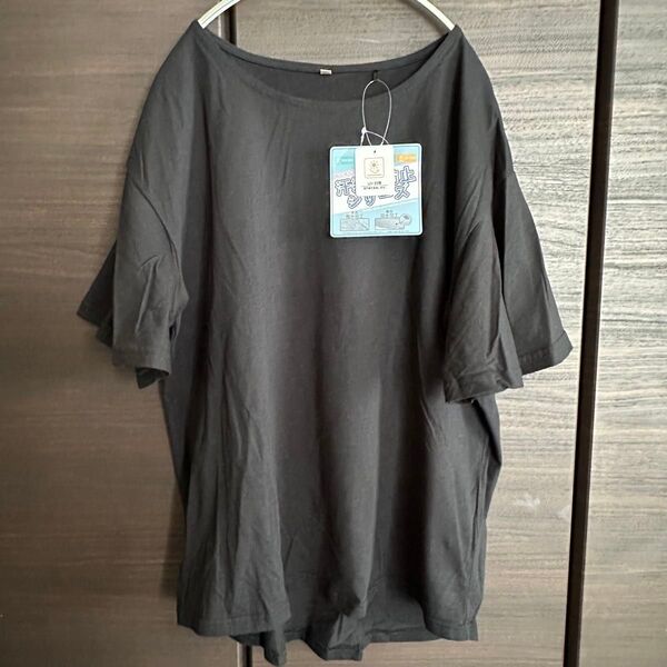 汗染み防止 Tシャツ カットソー フリル袖 黒 UV 3L