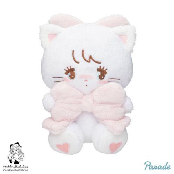 ムース mikko characters 抱きしめおリボンぬいぐるみ プライズ 白猫