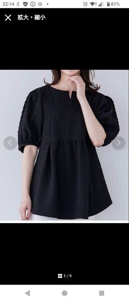 【美品】Emma Taylor イージーケアペプラムジャガードブラウス 半袖ブラウス